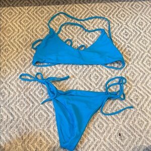 Lovers + Friends Blue Triangle Bikini Set